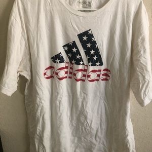 Red white and blue adidas tshirt